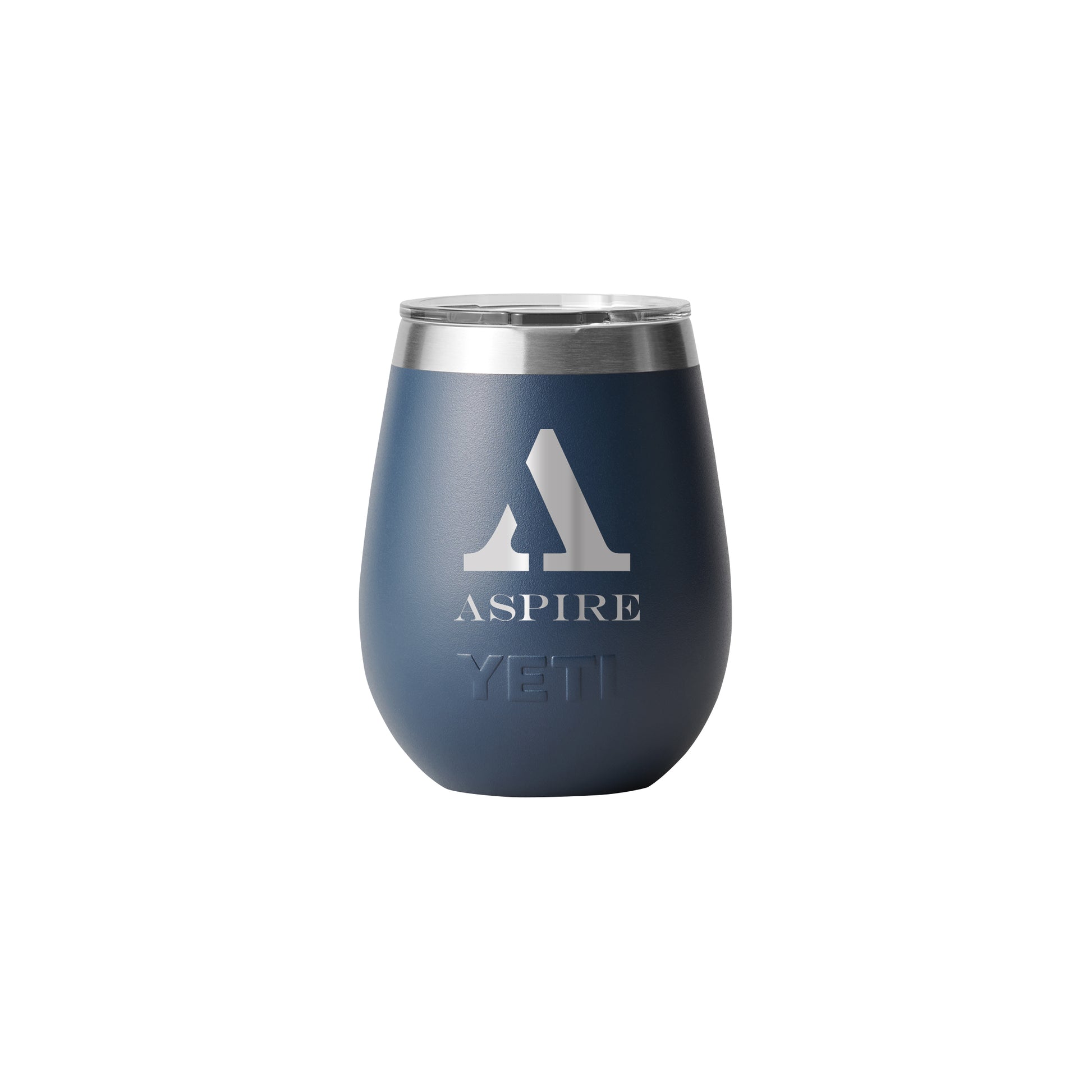 Front View of Blue-Navy Rambler® 10 oz Wine Tumbler with MagSlider™ Lid