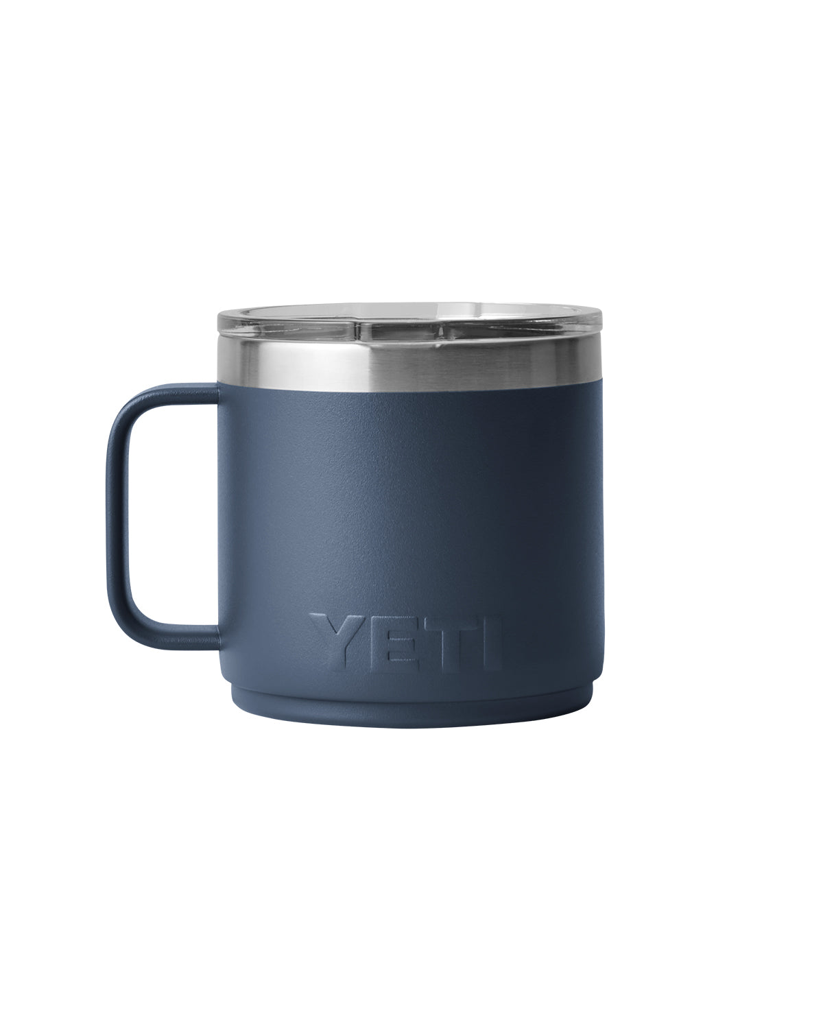 Front View of Blue-Navy Rambler® 14 oz Stackable Mug with DuraSip™ Ceramic Lining plain