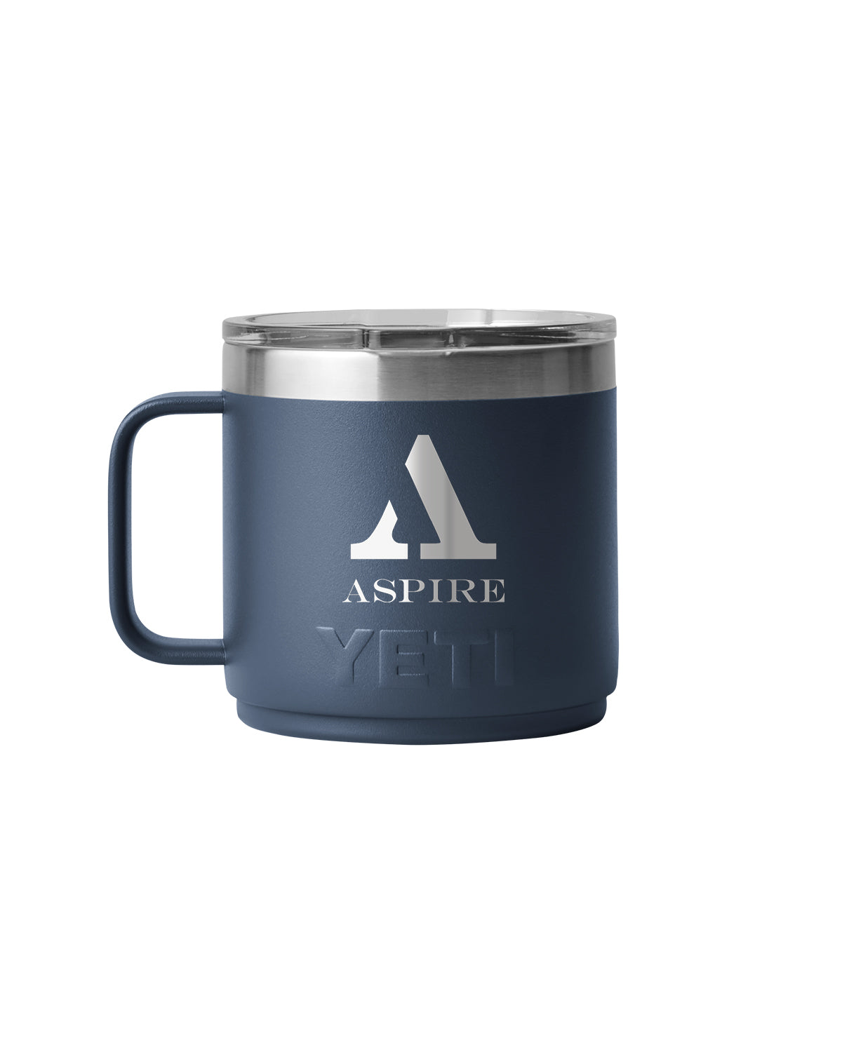 Front View of Blue-Navy Rambler® 14 oz Stackable Mug with DuraSip™ Ceramic Lining