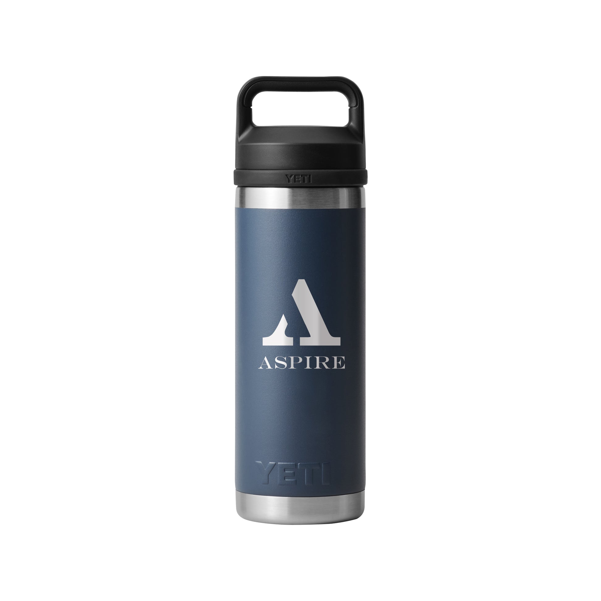 Front View of Blue-Navy Rambler® 18 oz Water Bottle with Chug Cap