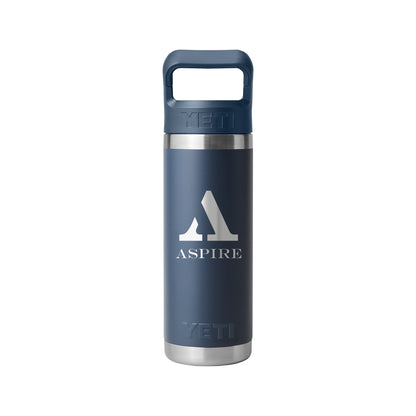 Front View of Blue-Navy Rambler® 18 oz Water Bottle with Color-Matched Straw Cap