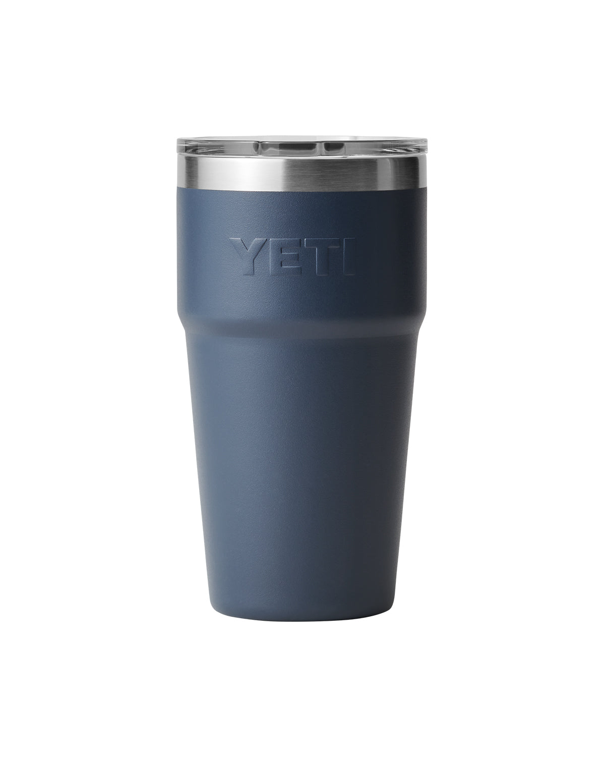 Front View of Blue-Navy Rambler® 20 oz Stackable Cup with MagSlider™ Lid plain