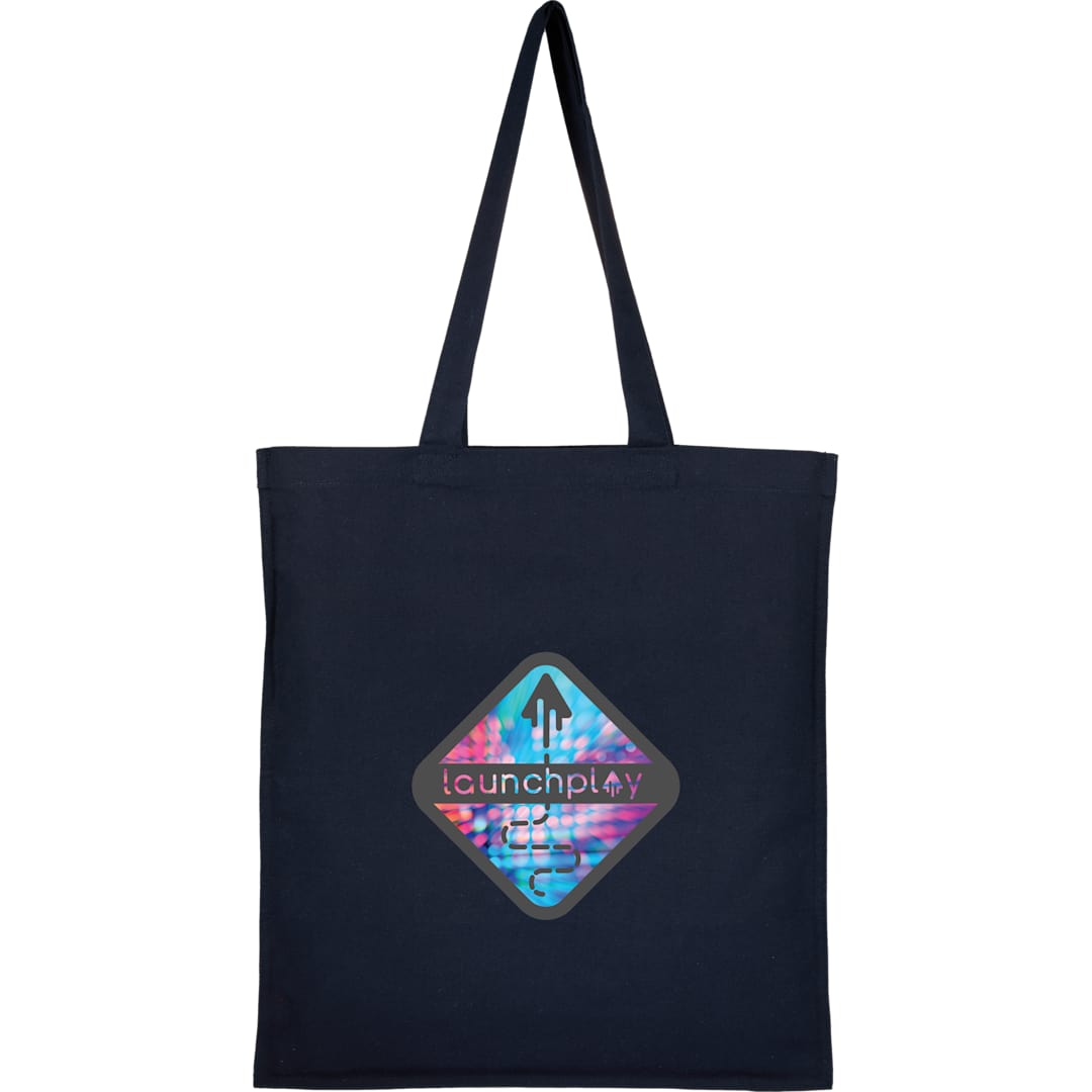 Front View of Blue Organic 8oz Cotton Double Stitch Tote