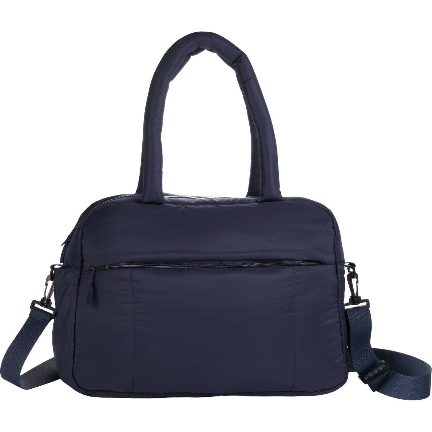 Front View of Blue Puffer Recycled Duffle Bag plain