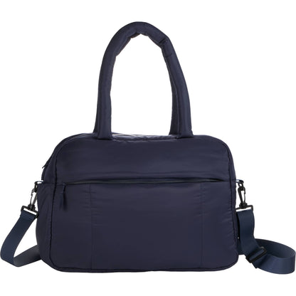 Front View of Blue Puffer Recycled Duffle Bag plain
