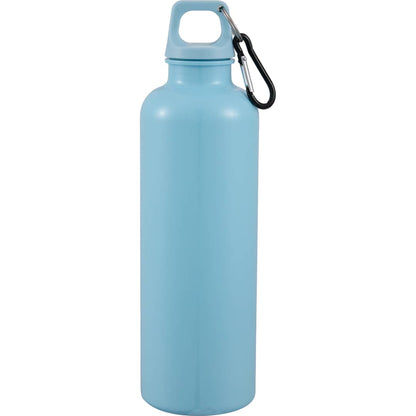 Front View of Blue Race 25oz  Recycled Bottle with Carabiner plain