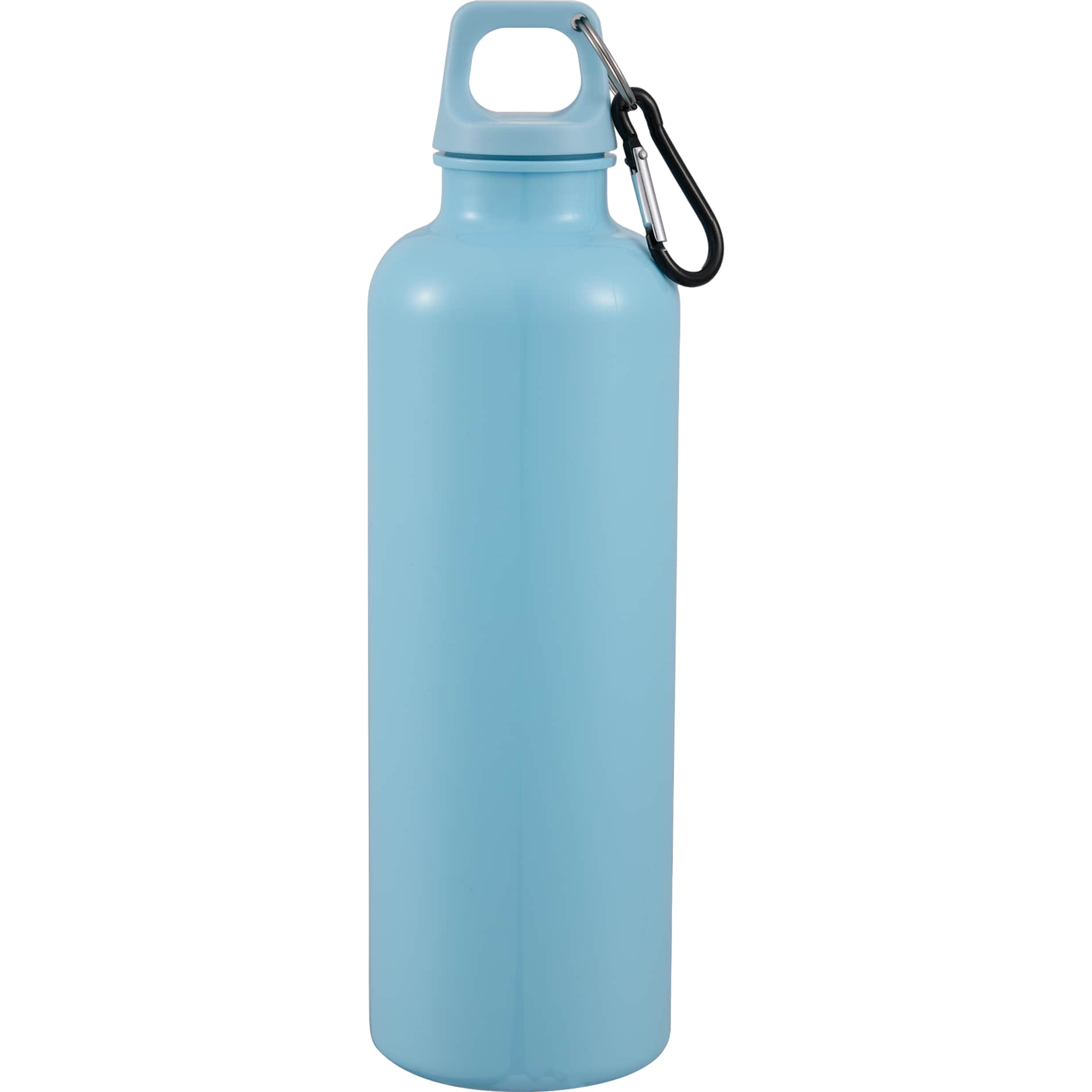 Front View of Blue Race 25oz  Recycled Bottle with Carabiner plain
