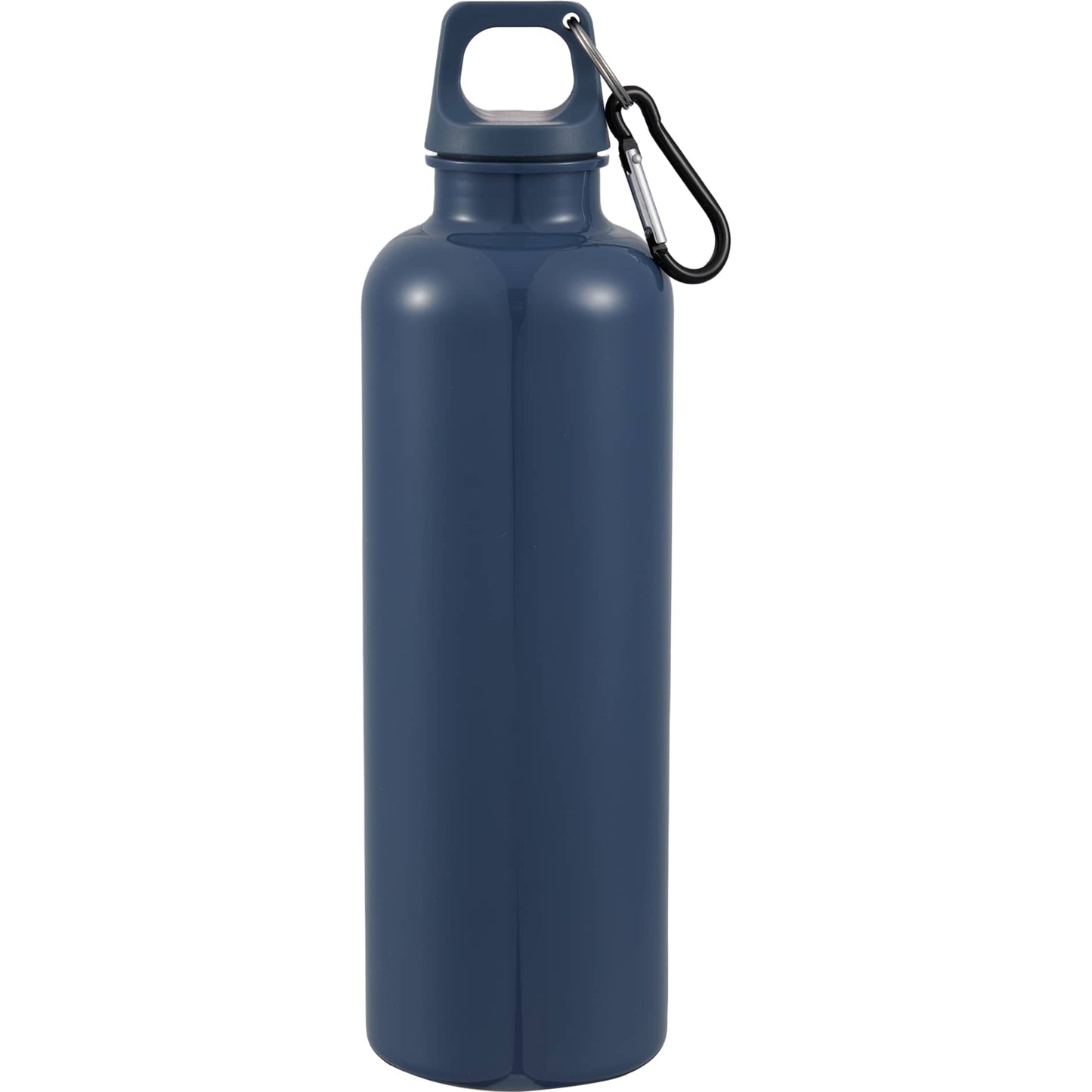 Front View of Blue Race 25oz  Recycled Bottle with Carabiner plain