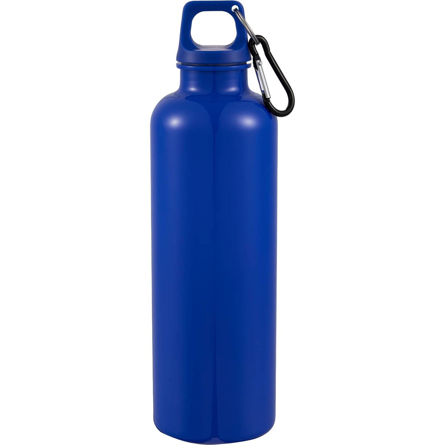 Front View of Blue Race 25oz  Recycled Bottle with Carabiner plain