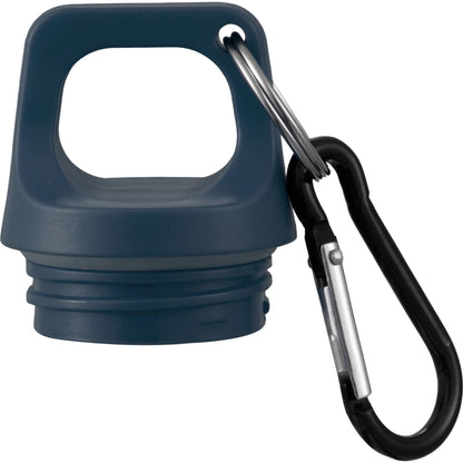 Front View of Blue Race 25oz  Recycled Bottle with Carabiner