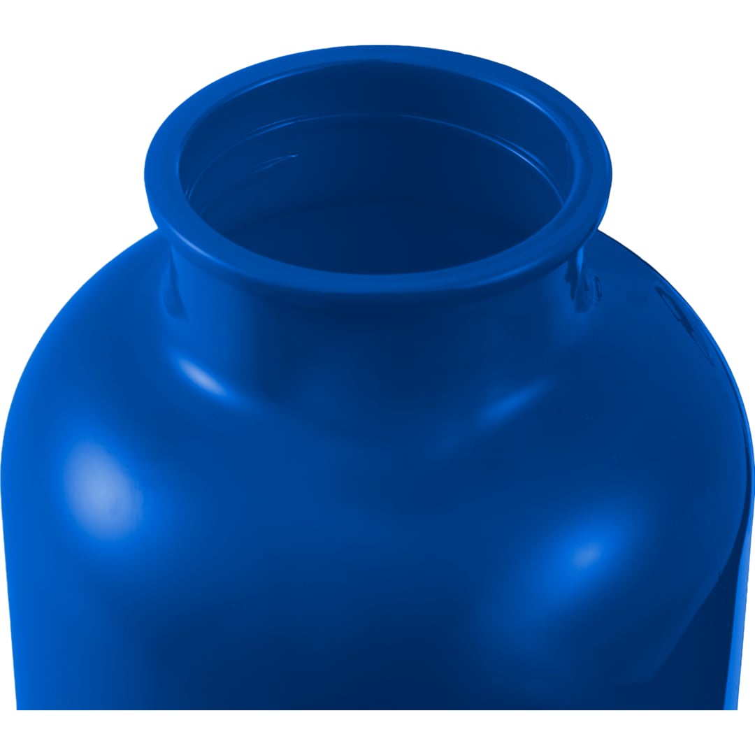 Front View of Blue Race 25oz  Recycled Bottle with Carabiner