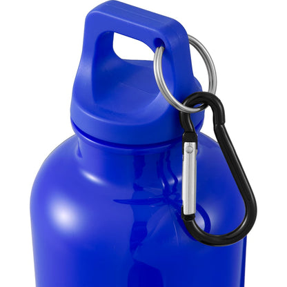Front View of Blue Race 25oz  Recycled Bottle with Carabiner