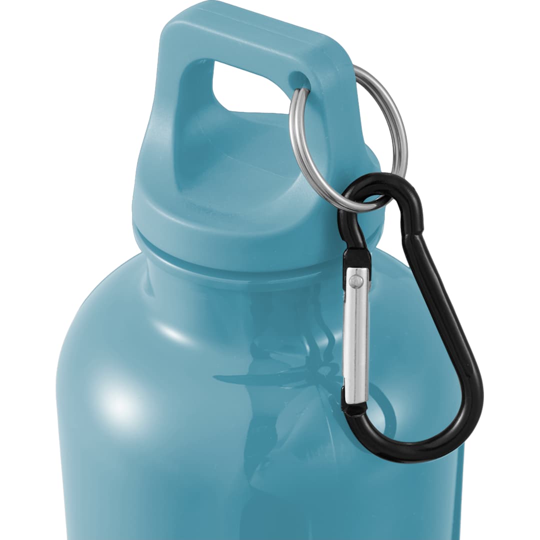 Front View of Blue Race 25oz  Recycled Bottle with Carabiner