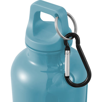 Front View of Blue Race 25oz  Recycled Bottle with Carabiner