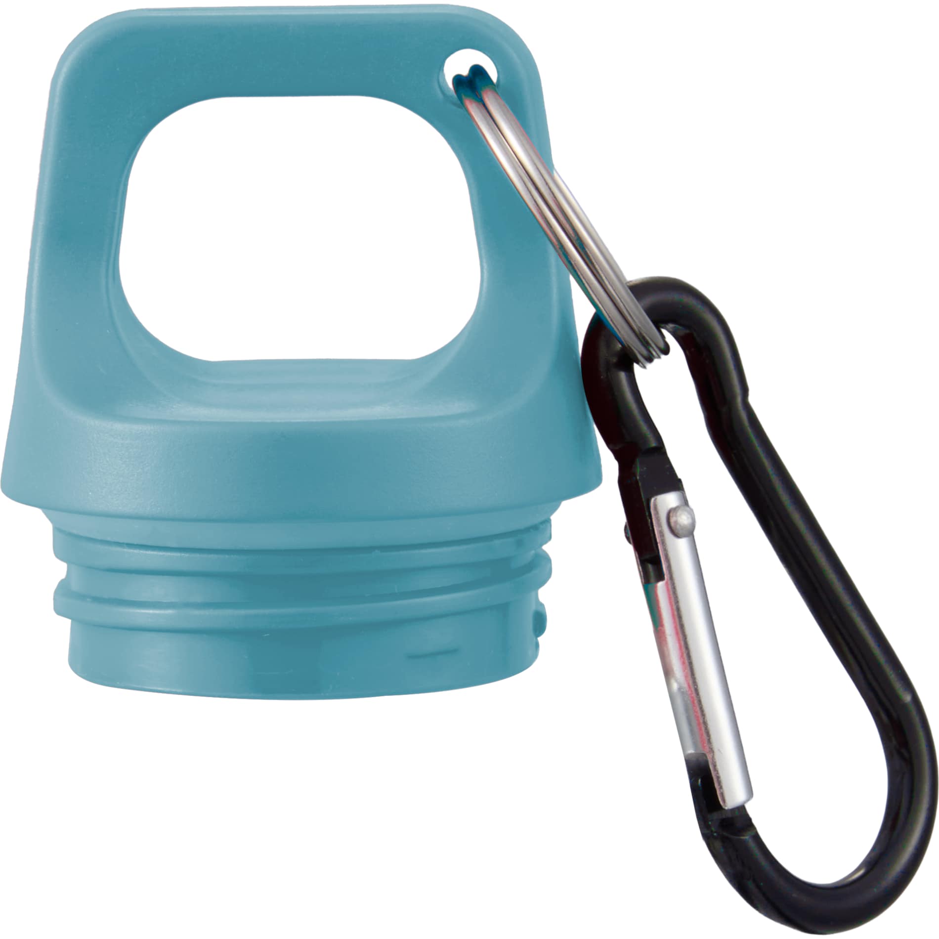 Front View of Blue Race 25oz  Recycled Bottle with Carabiner