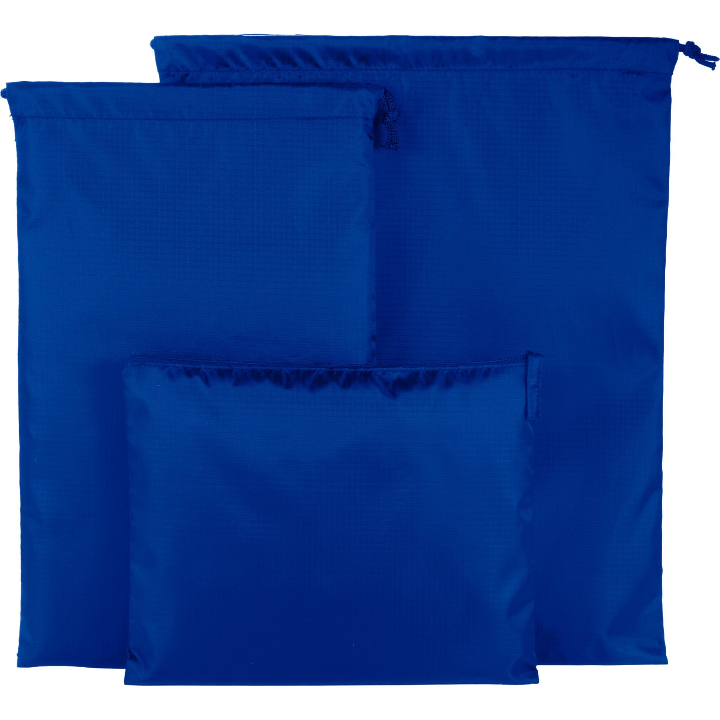 Front View of Blue Recycled Travel Bag Set plain