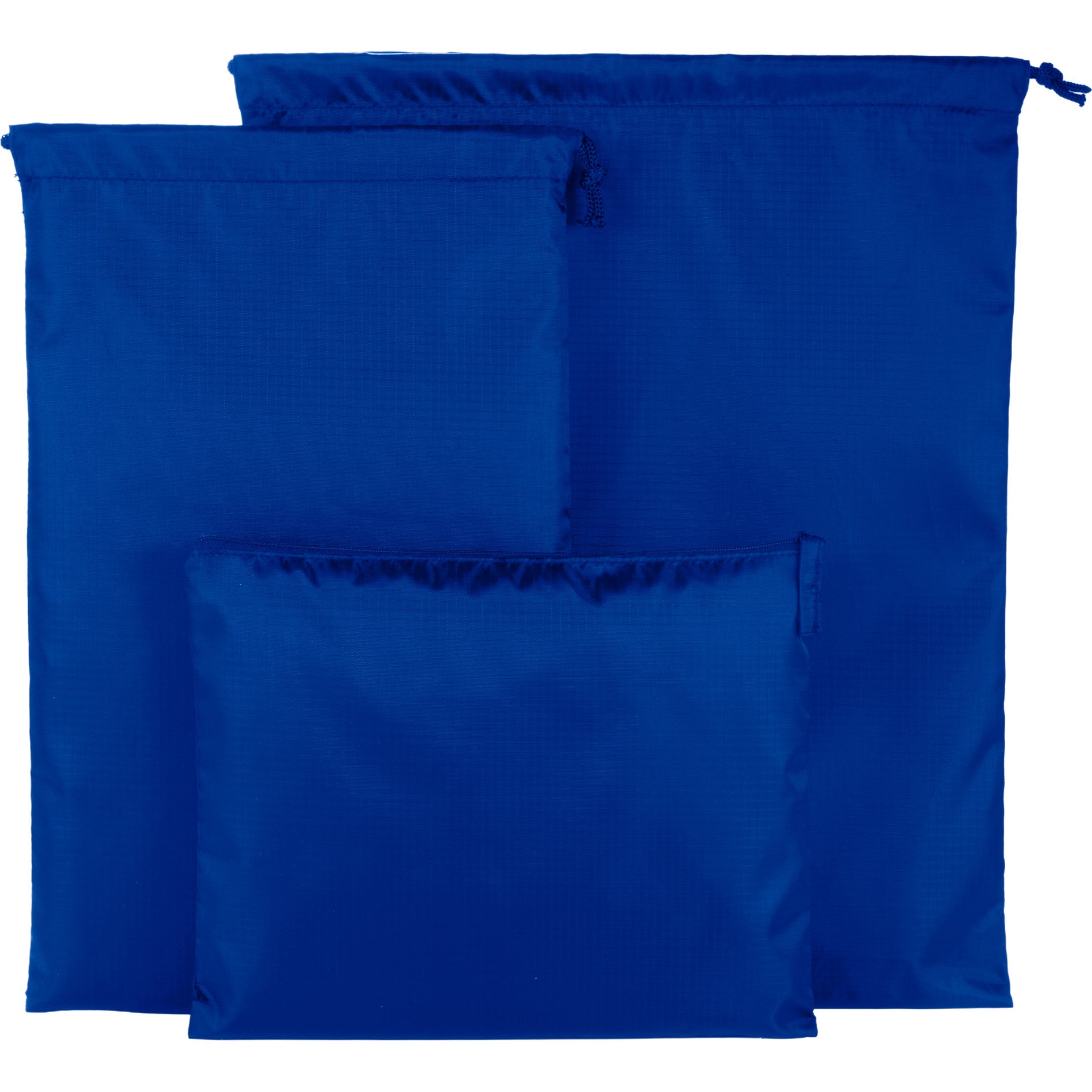 Front View of Blue Recycled Travel Bag Set plain