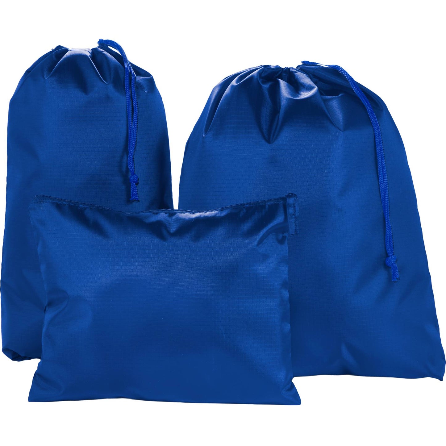 Front View of Blue Recycled Travel Bag Set plain