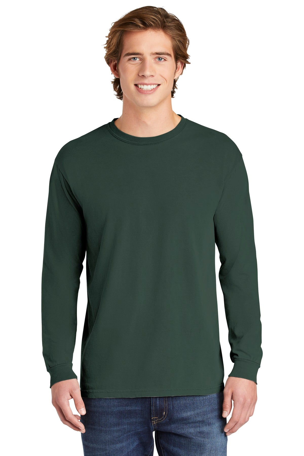 Front View of Blue Spruce COMFORT COLORS Heavyweight Ring Spun Long Sleeve Tee. 6014