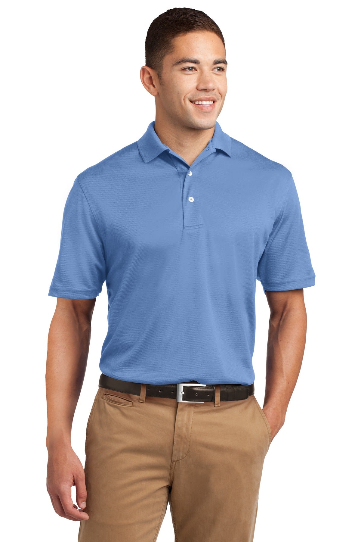 Front View of Blueberry Sport-Tek Dri-Mesh Polo. K469