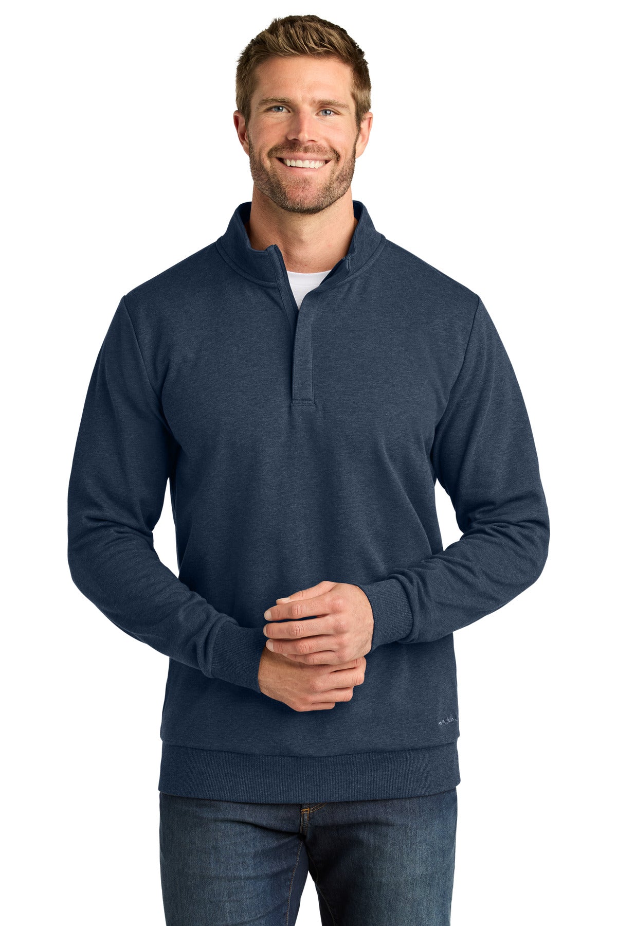 Front View of BlueHthr TravisMathew Ocean Villa 1/4-Zip TMA41421