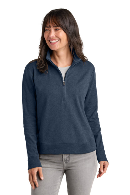 Front View of BlueHthr TravisMathew Women's Ocean Villa 1/4-Zip TMA41428