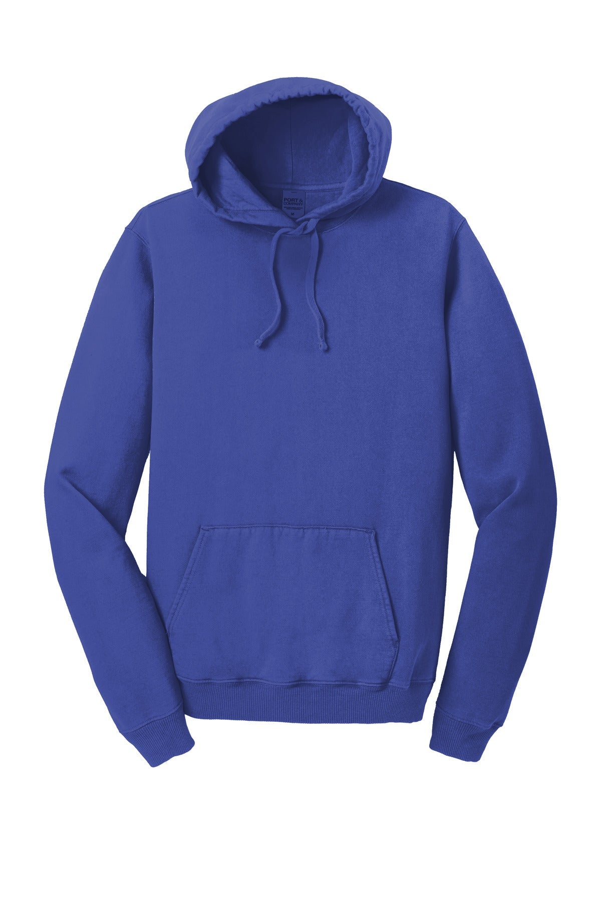 Front View of BlueIris Port & Co Beach Wash Garment-Dyed Pullover Hooded Sweatshirt. PC098H