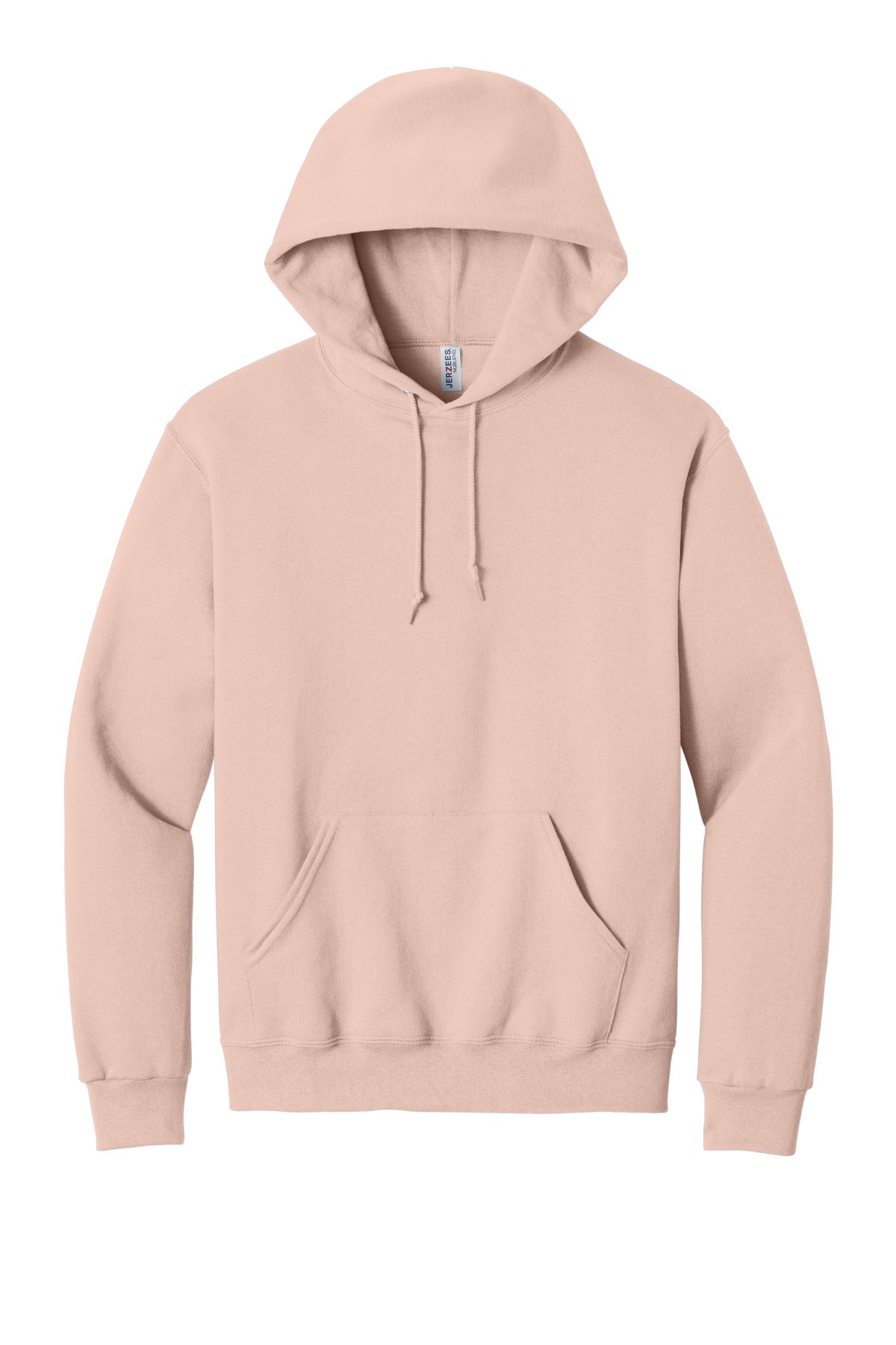 Front View of BlushPink Jerzees NuBlend Pullover Hooded Sweatshirt. 996M