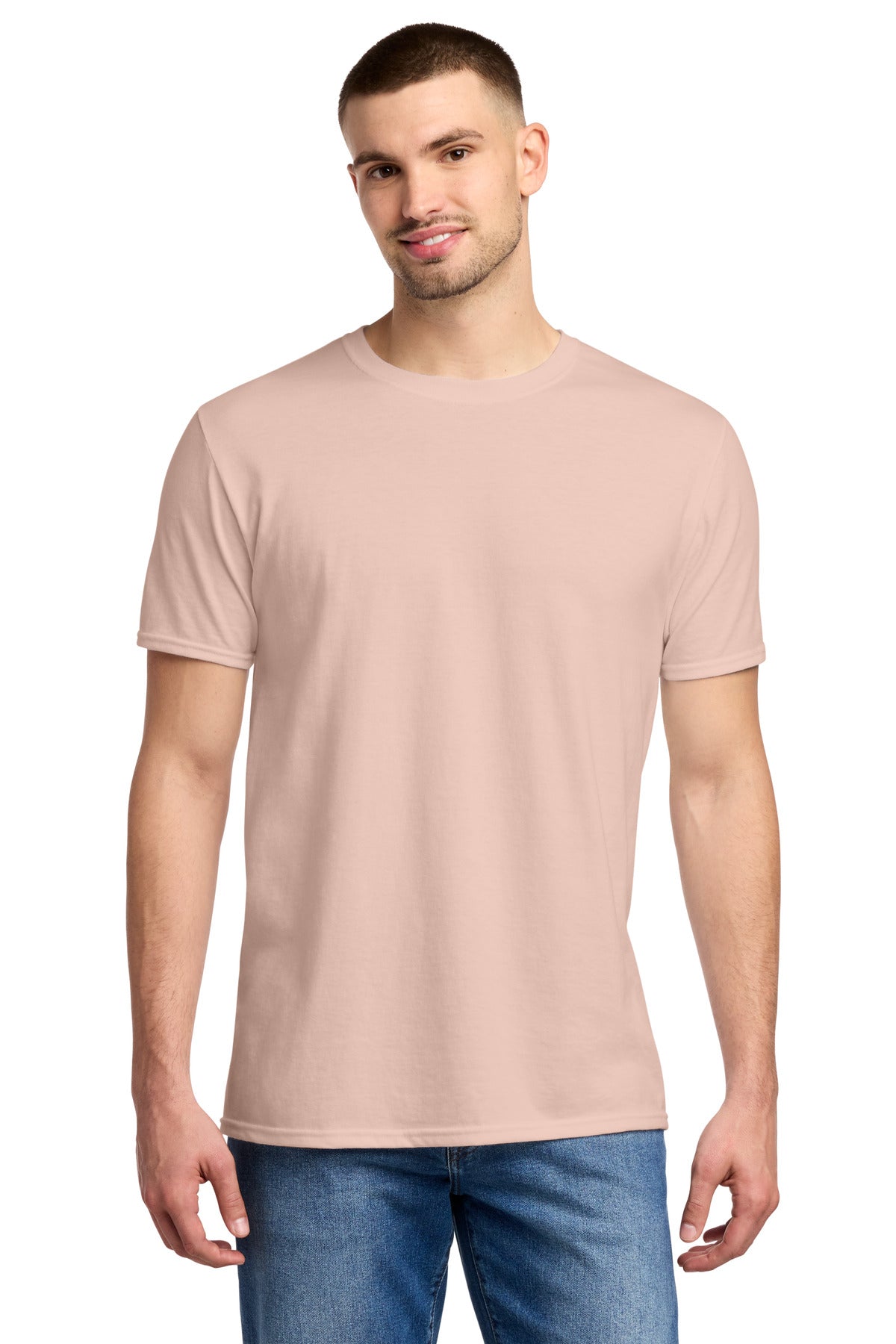 Front View of BlushPink Jerzees Premium Blend Ring Spun T-Shirt 560M