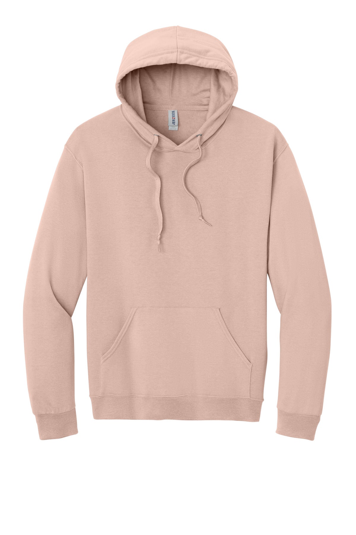 Front View of BlushPink Jerzees Ultimate Unisex CVC Ring Spun Hooded Sweatshirt IC49M