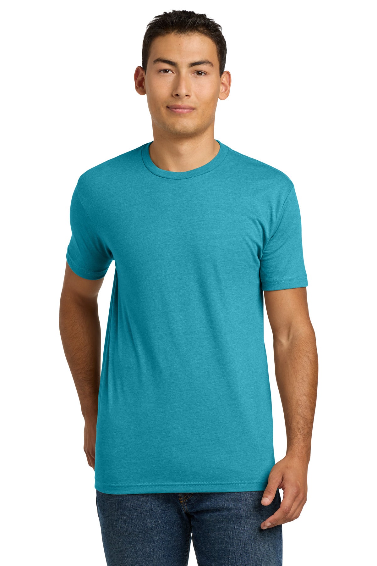 Front View of BondiBlue Next Level Apparel Adult CVC Tee. NL6210