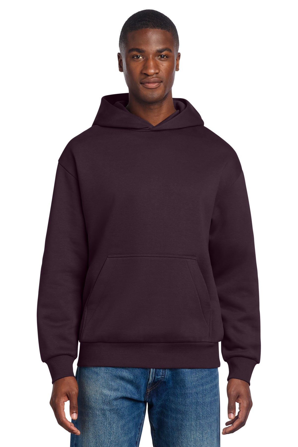 Front View of Bordeaux District V.I.T. Heavyweight Fleece Hoodie DT6150