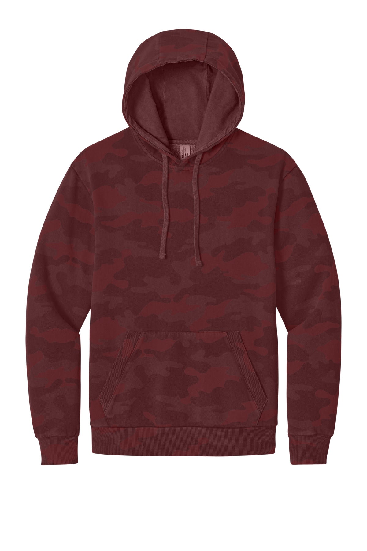 Front View of Bordeaux District Wash Camo Fleece Hoodie DT2200C