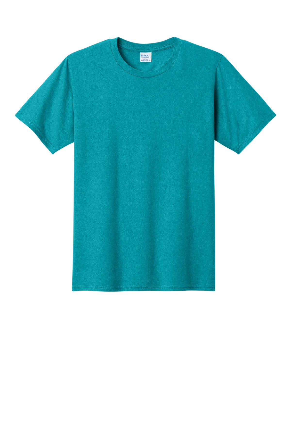 Front View of Bright Aqua Port & Co Fan Favorite Tee. PC450