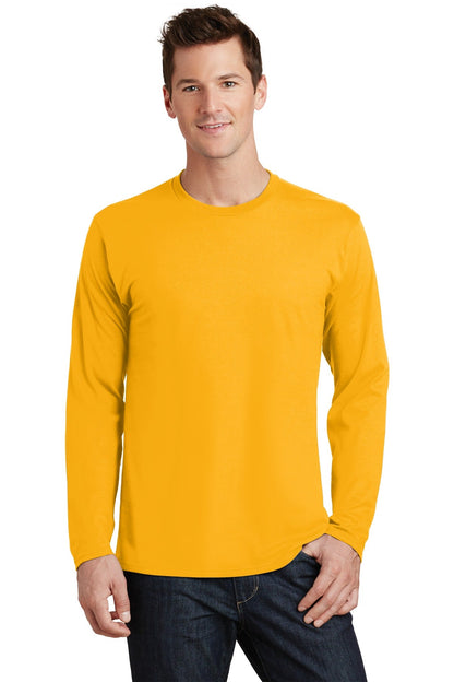 Front View of Bright Gold Port & Co Long Sleeve Fan Favorite Tee. PC450LS