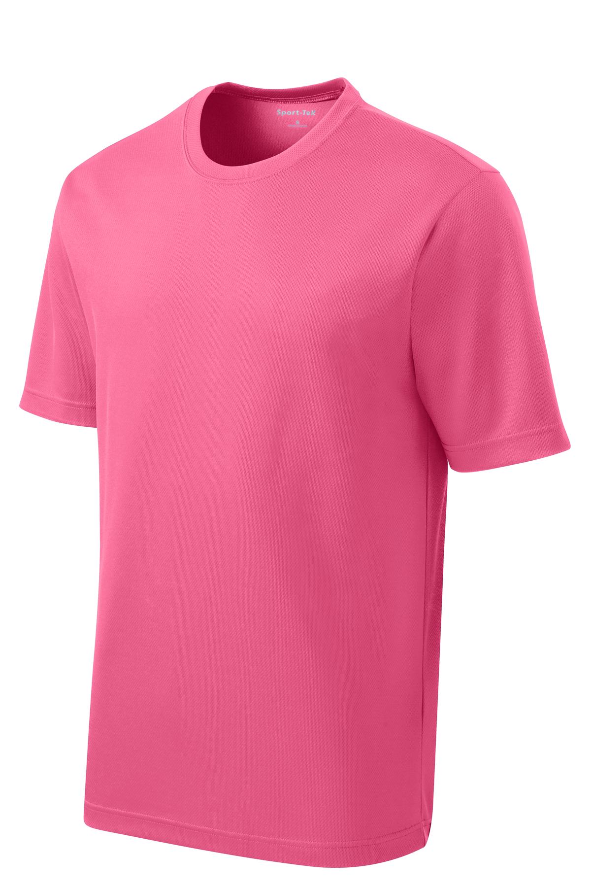 Front View of Bright Pink Sport-Tek PosiCharge RacerMesh Tee. ST340