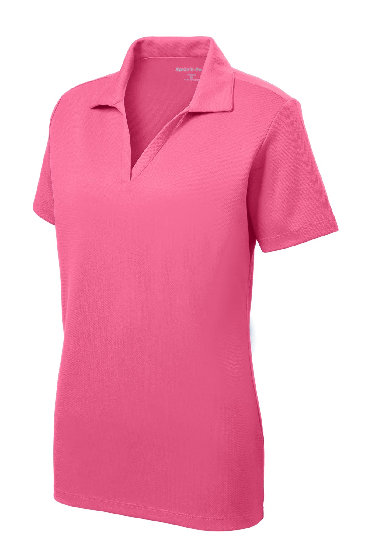 Front View of Bright Pink Sport-Tek Women's PosiCharge RacerMesh Polo. LST640