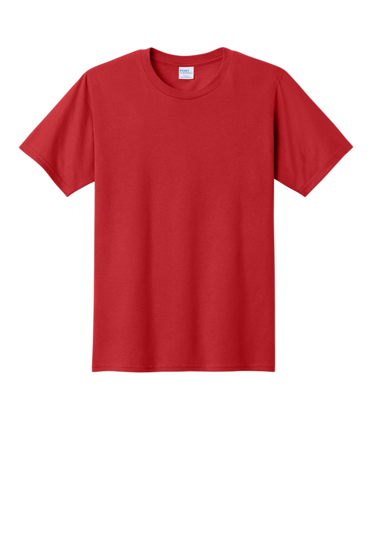 Front View of Bright Red Port & Co Fan Favorite Tee. PC450