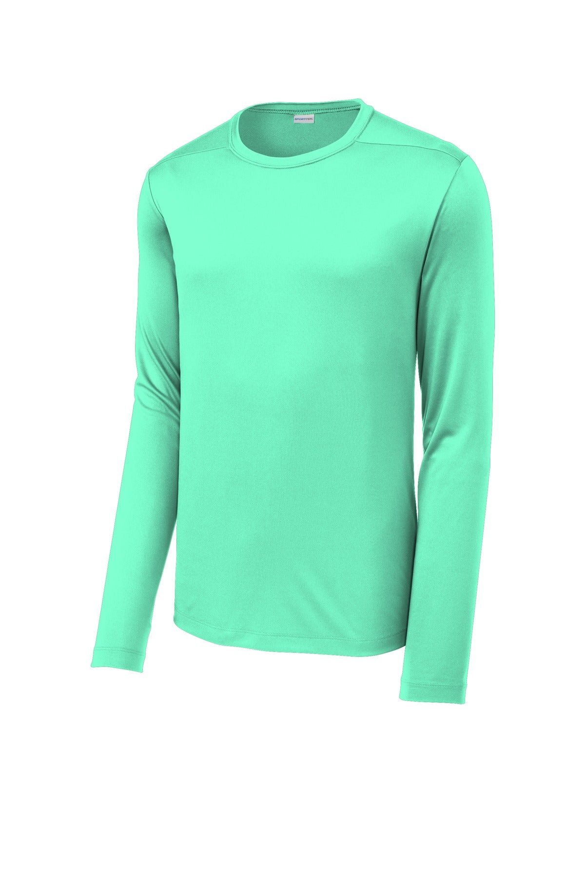 Front View of Bright Seafoam Sport-Tek Posi-UV Pro Long Sleeve Tee. ST420LS