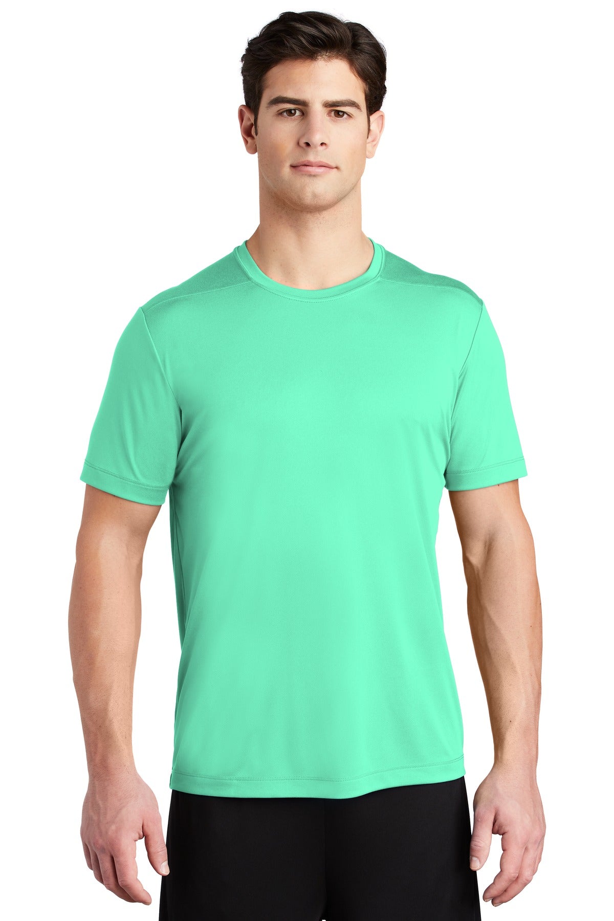 Front View of Bright Seafoam Sport-Tek Posi-UV Pro Tee. ST420
