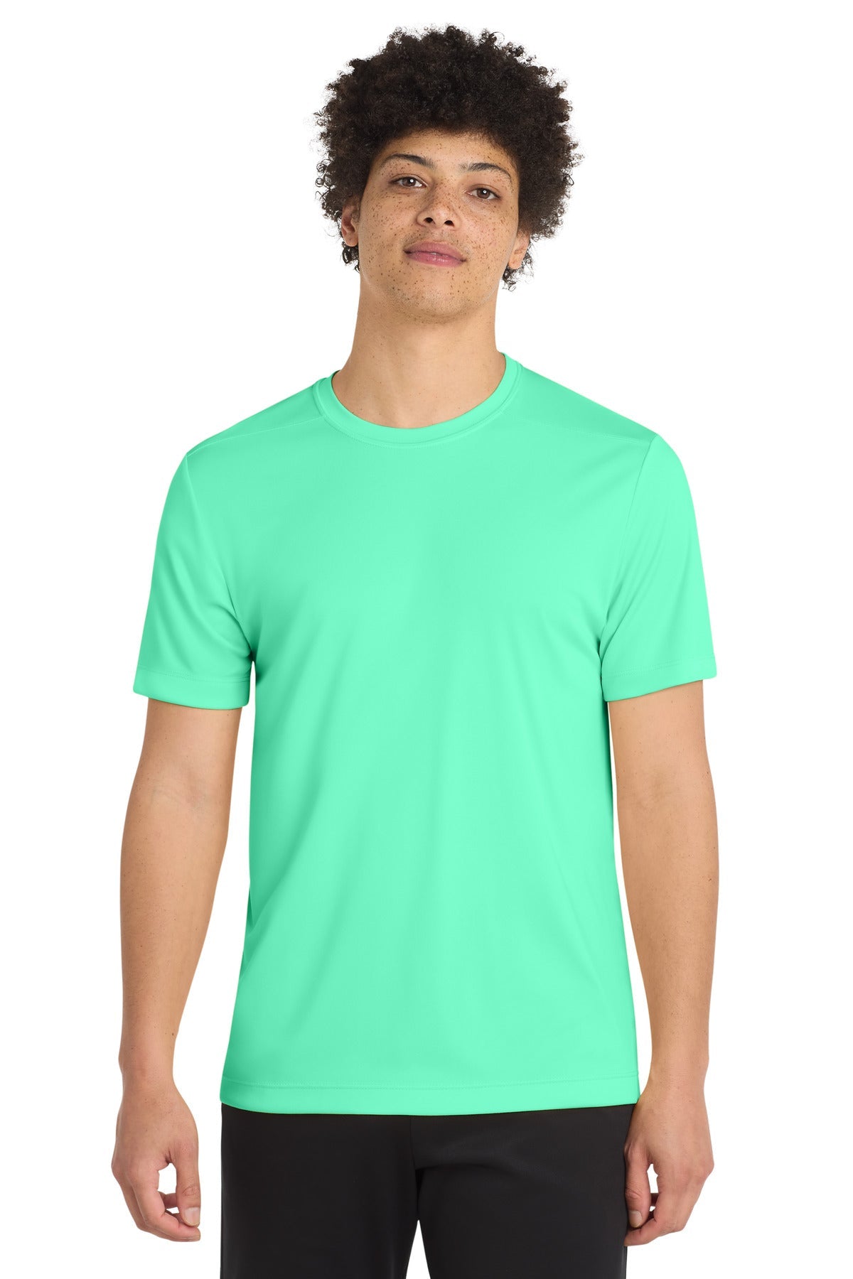 Front View of Bright Seafoam Sport-Tek Posi-UV Pro Tee. ST420