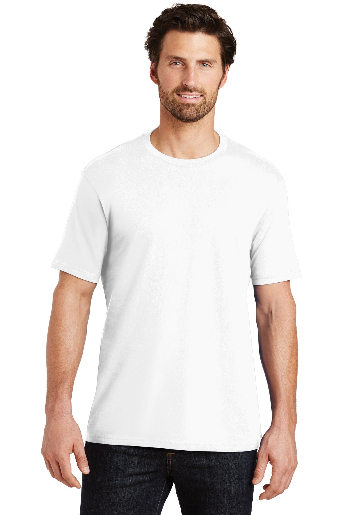 Front View of Bright White District Perfect Weight Tee. DT104
