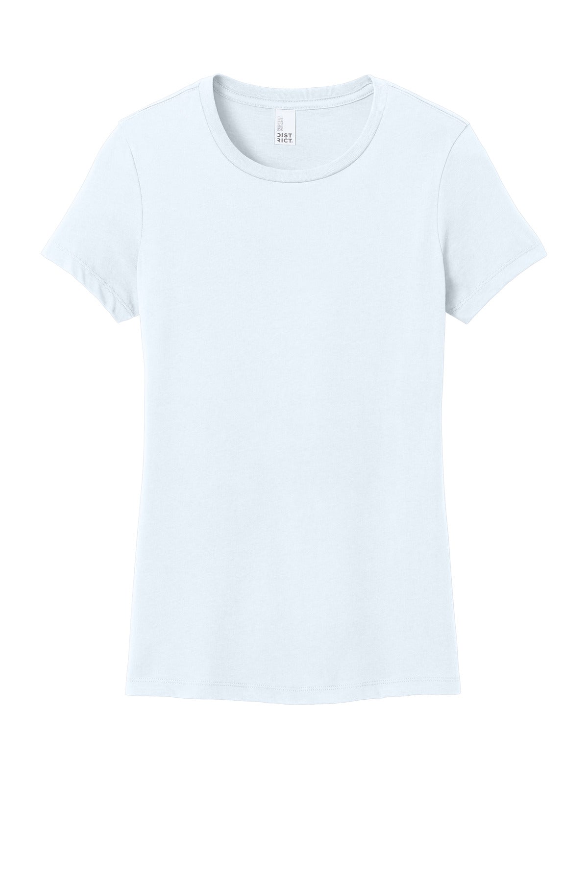 Front View of Bright White District Women's Perfect Weight Tee. DM104L