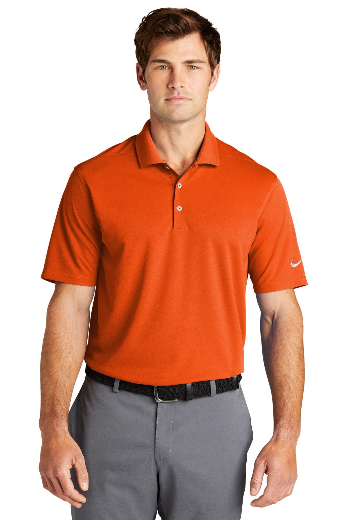 Front View of BrillOrng Nike Dri-FIT Micro Pique 2.0 Polo NKDC1963
