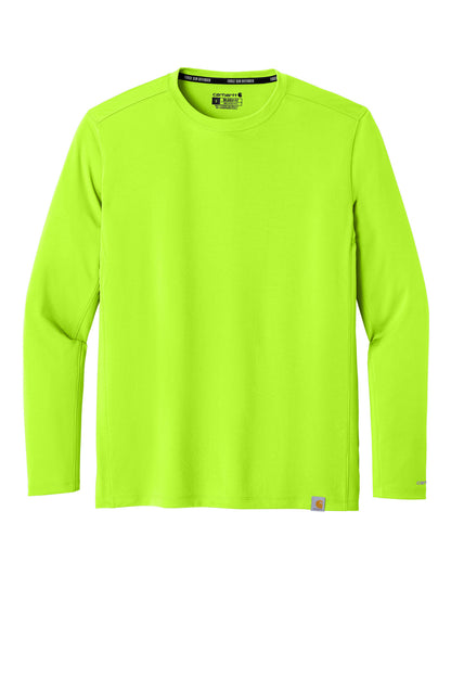 Front View of BriteLime Carhartt Force Sun Defender Long Sleeve T-Shirt CT106972