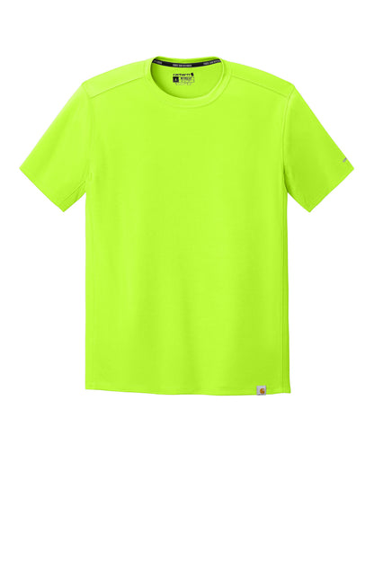 Front View of BriteLime Carhartt Force Sun Defender Short Sleeve T-Shirt CT106868