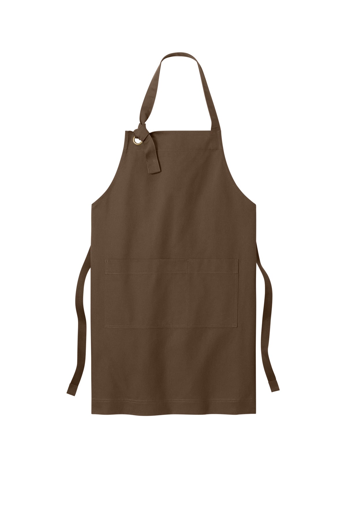 Front View of Brown Port Authority Signature Heavy Twill Bib Apron A900