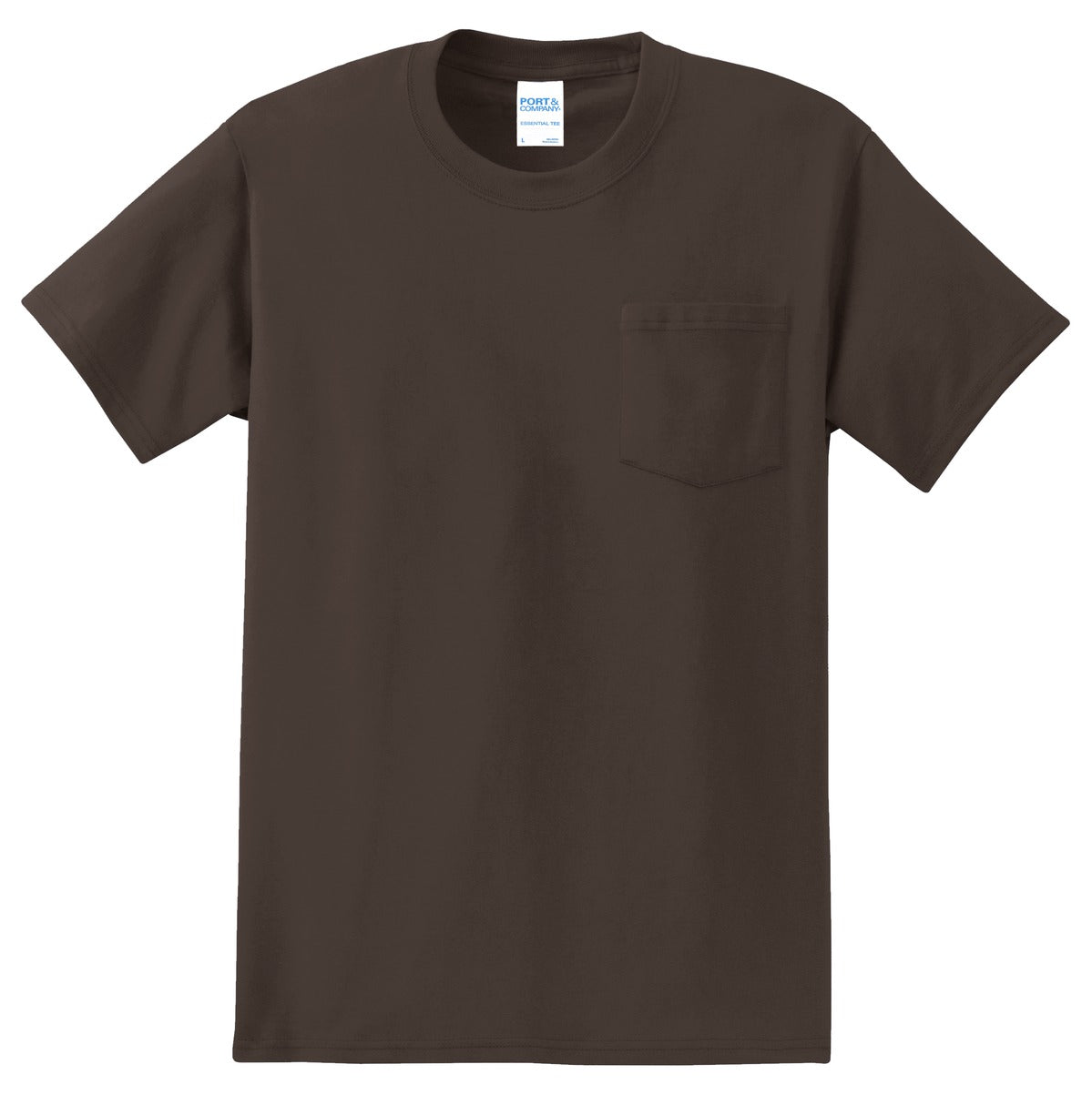 Front View of Brown Port & Co Essential Pocket Tee. PC61P