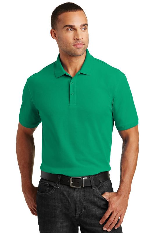 Front View of Brt Kelly Grn Port Authority Core Classic Pique Polo. K100