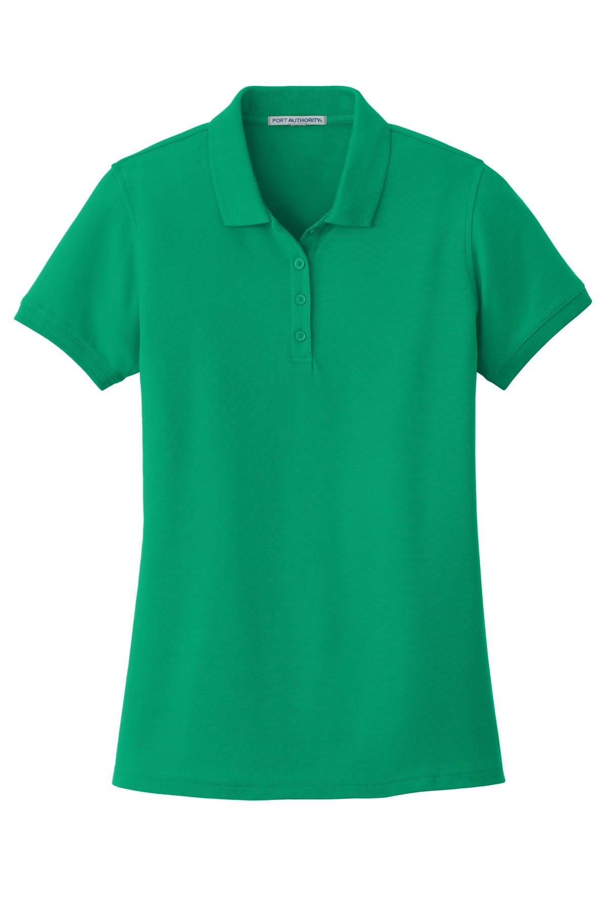 Front View of Brt Kelly Grn Port Authority Women's Core Classic Pique Polo. L100